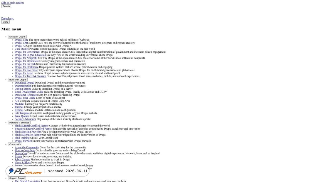 Screenshot of drupal.org