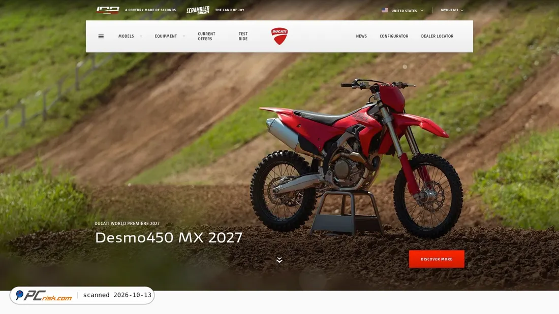 Screenshot von ducati.com