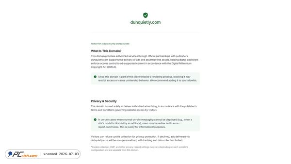 duhquietly.com screenshot