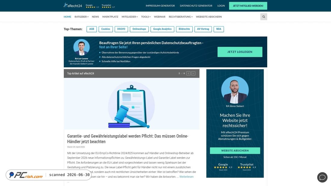 Screenshot of e-recht24.de