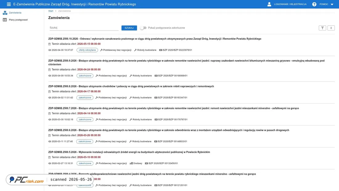 Screenshot of e-zp.zdp.powiatrybnicki.pl