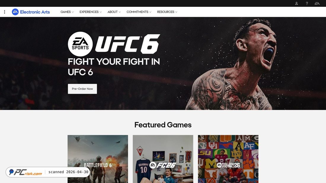 Screenshot von ea.com