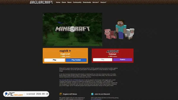 eaglercraft.com Screenshot