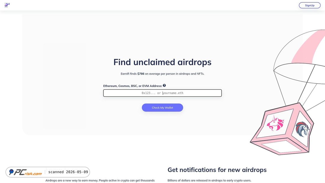 Captura de pantalla de earnfiairdrop.live