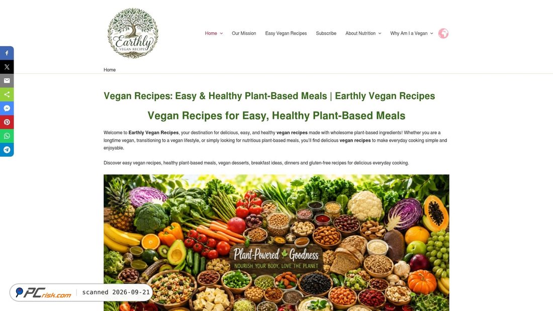 Captura de ecrã de earthlyveganrecipes.com