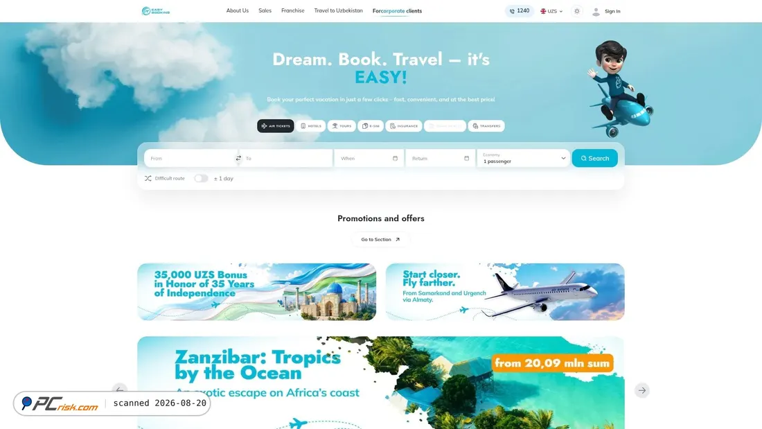 Screenshot of easybooking.travel