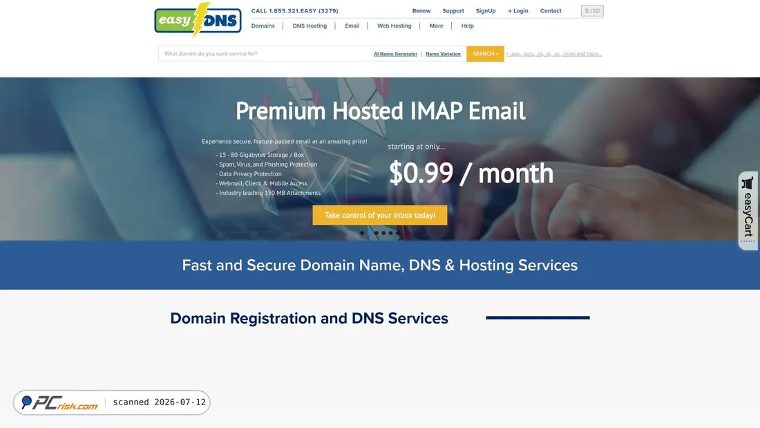 Screenshot of easydns.com