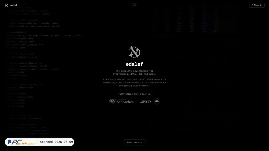 Screenshot di edalef.com