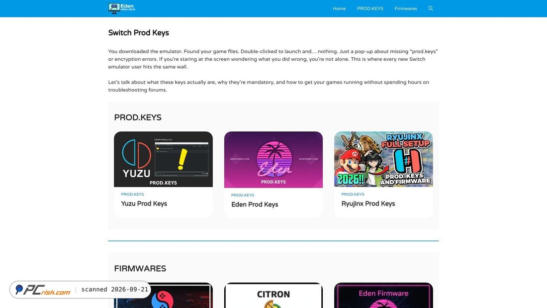 Screenshot of edenprodkeys.com