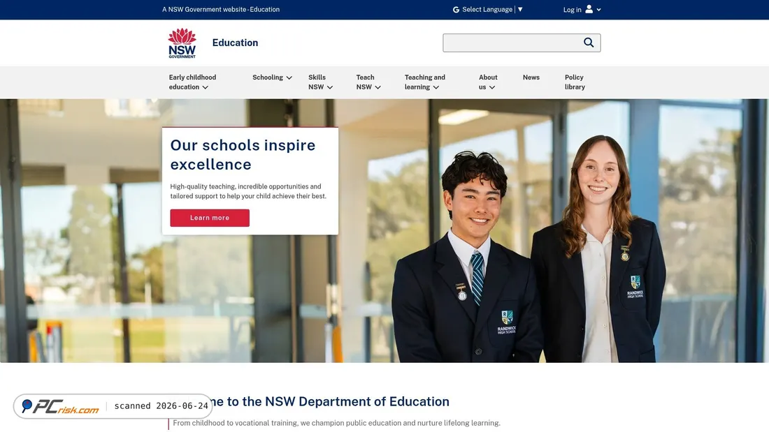 Screenshot of education.nsw.gov.au