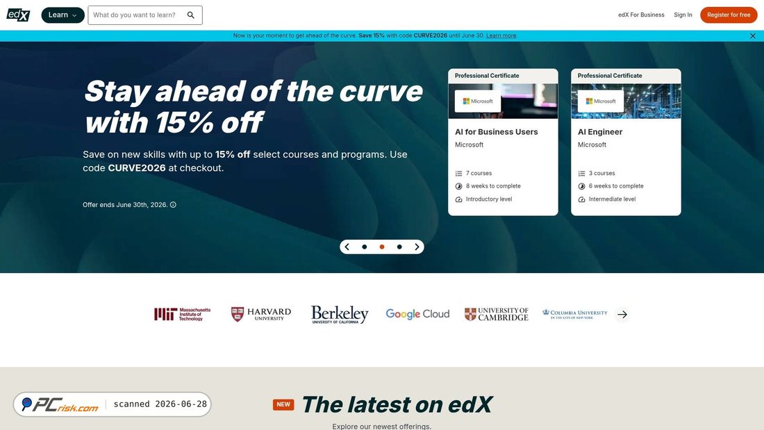 Screenshot of edx.org