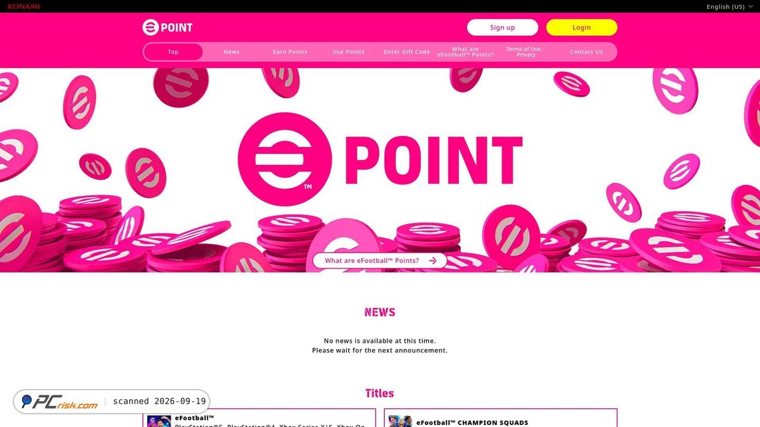 Captura de ecrã de efootball-point.konami.net