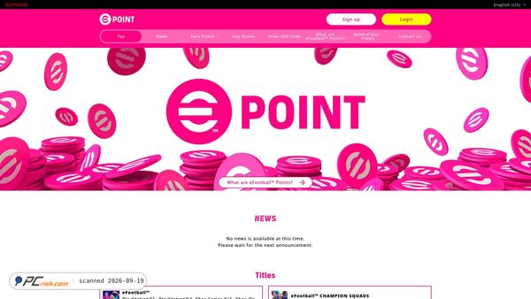 efootball-point.konami.net screenshot