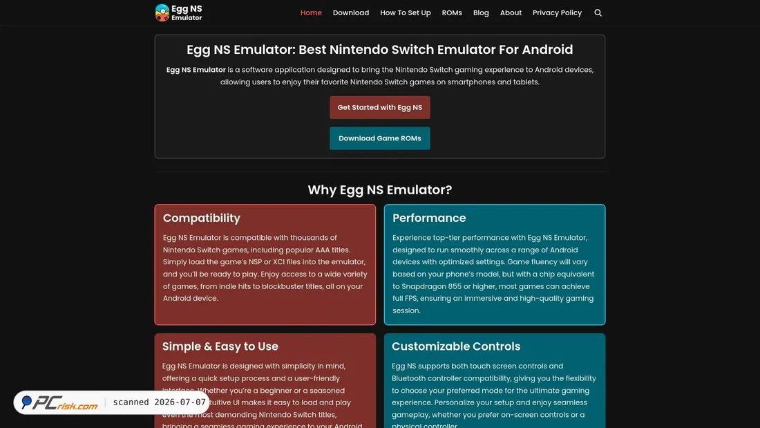 Screenshot of eggnsemulator.com