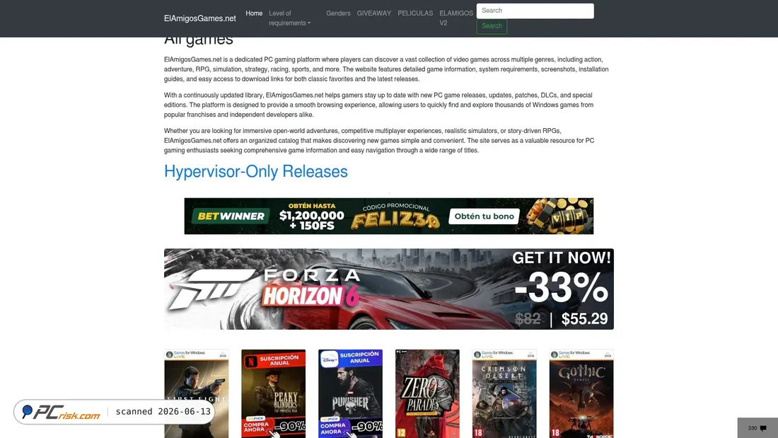 Screenshot of elamigosgames.net
