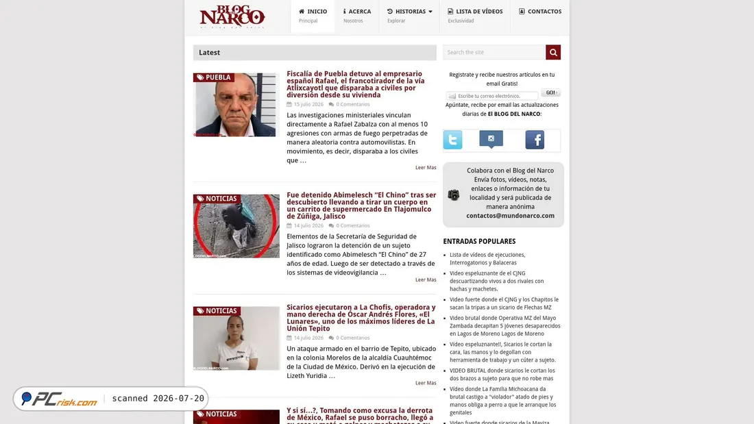 Screenshot of elblogdelnarco.com