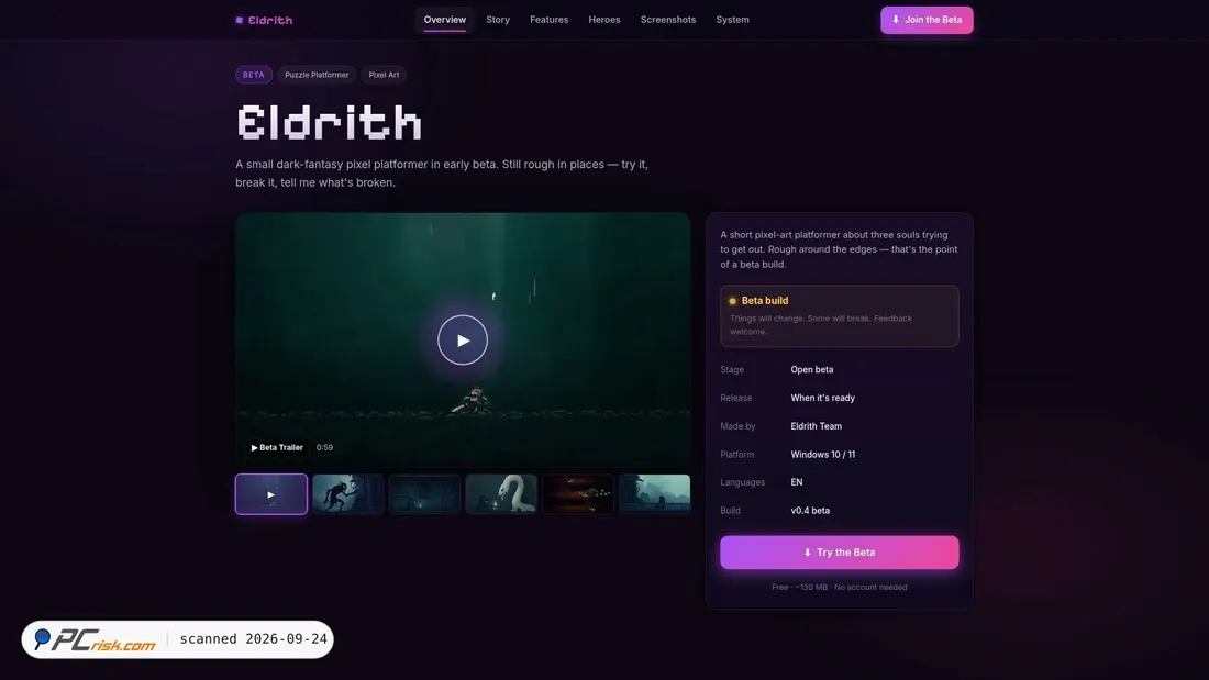 Captura de ecrã de eldrith.pages.dev