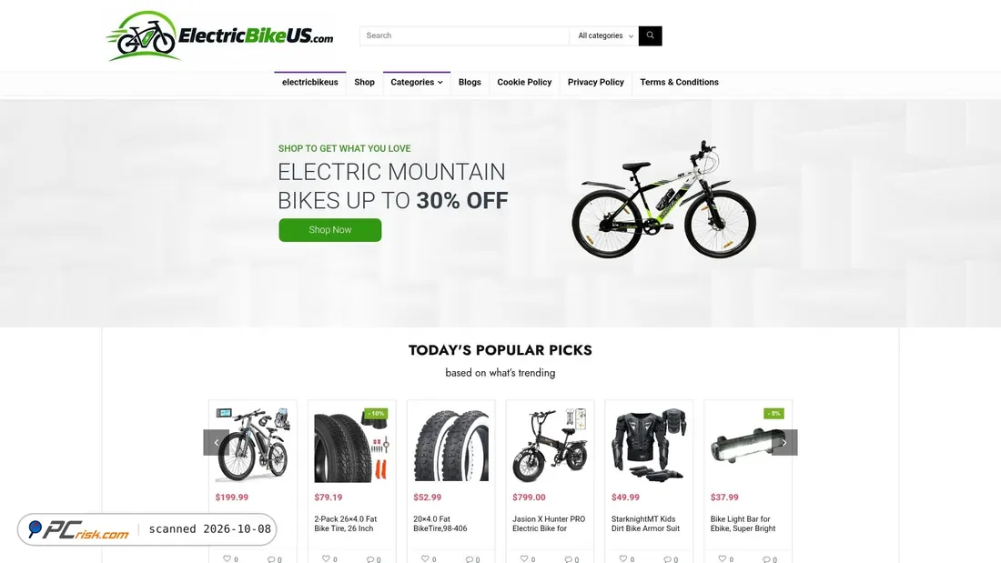 Captura de ecrã de electricbikeus.com