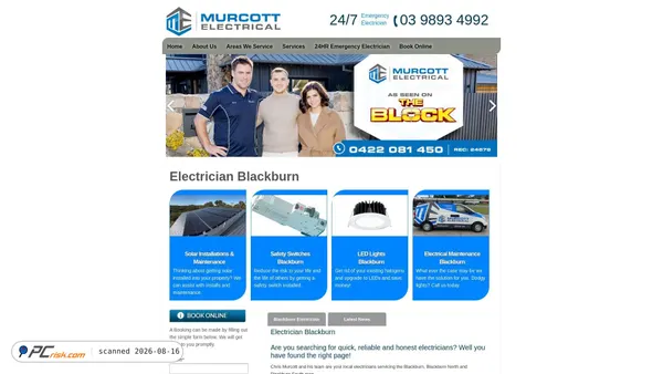 electricianblackburn.com.au screenshot