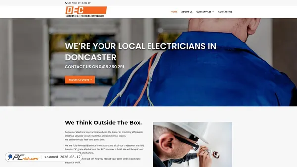 electriciandoncaster.com.au screenshot