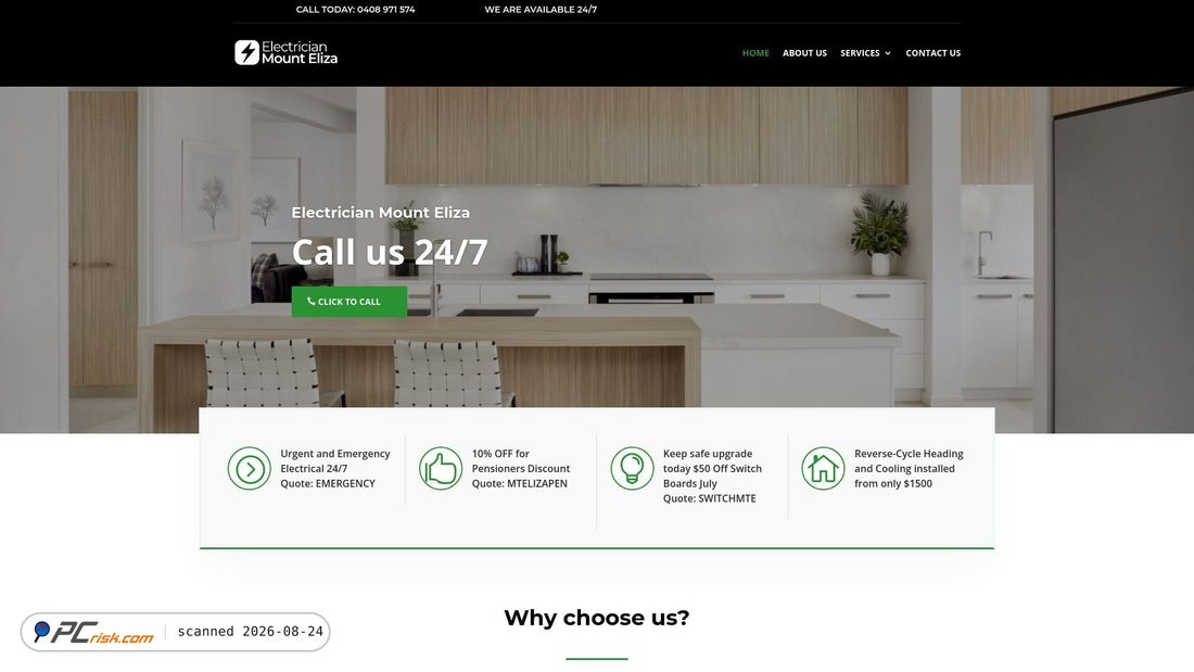 Screenshot of electricianmounteliza.com.au