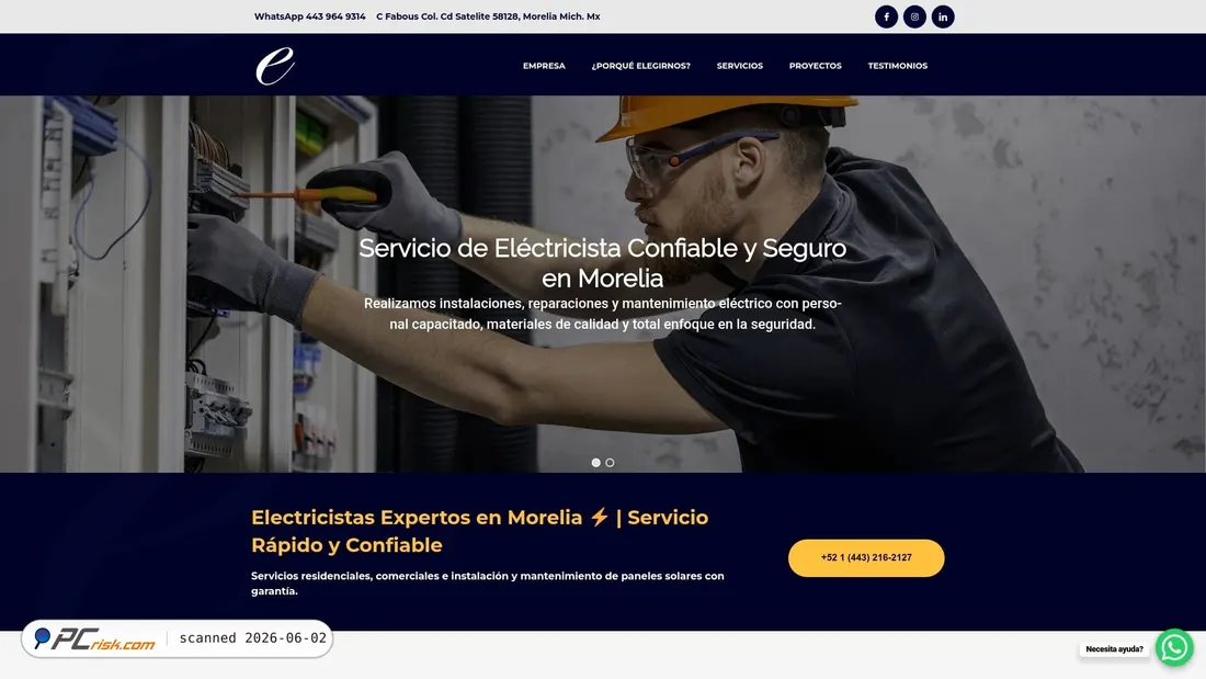 Screenshot of electricistasenmorelia.com.mx