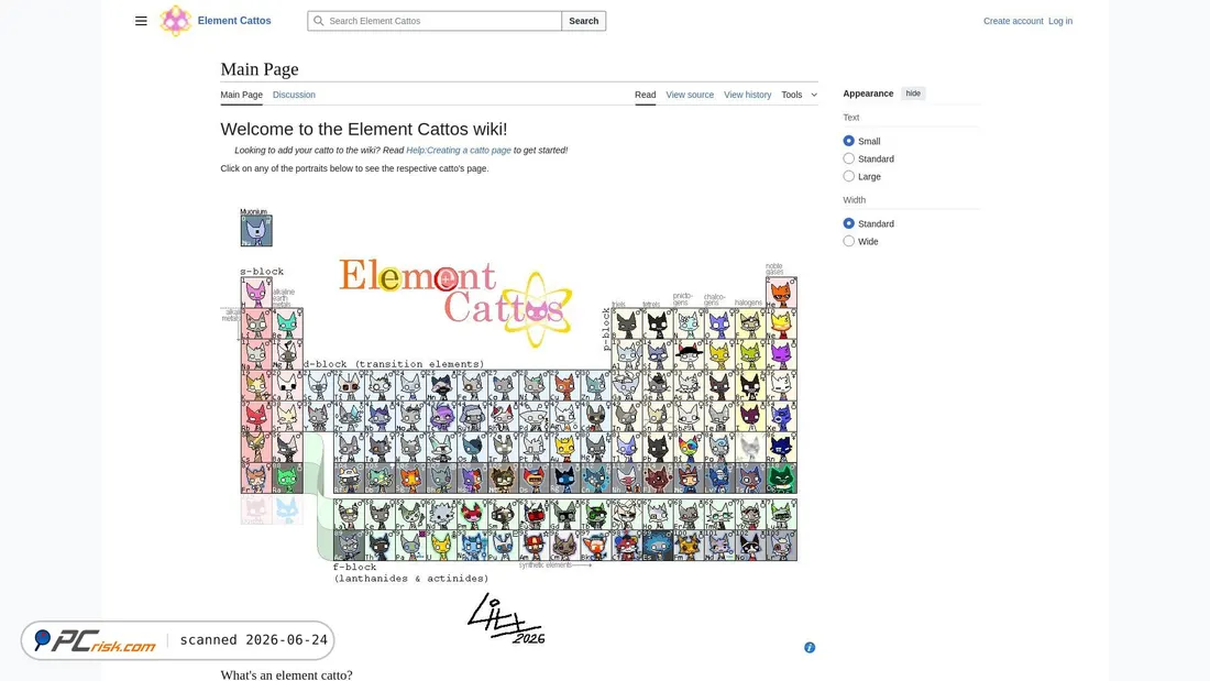 Screenshot of elementcattos.miraheze.org