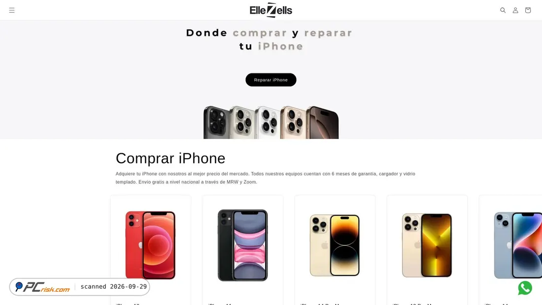 Captura de ecrã de ellezells.com