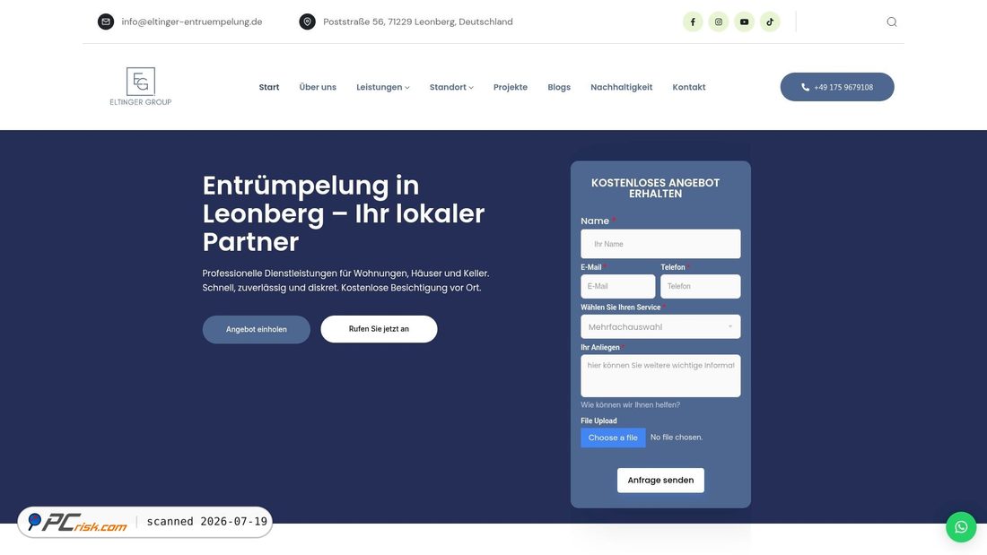 Screenshot of eltinger-entruempelung.de
