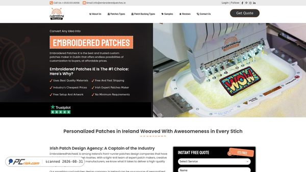 embroideredpatches.ie Screenshot
