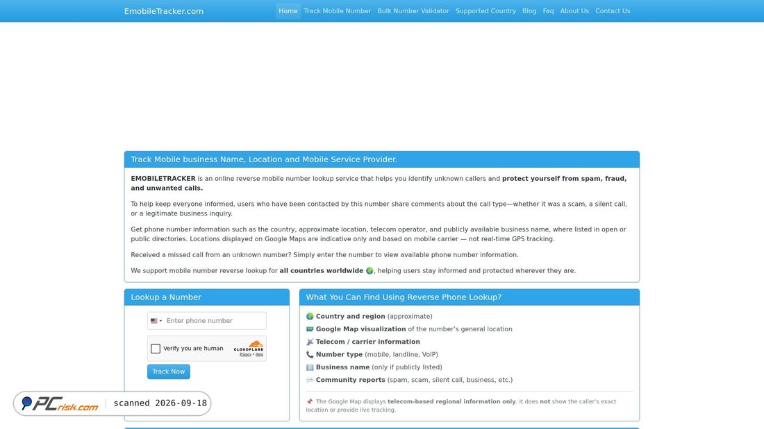 Captura de ecrã de emobiletracker.com