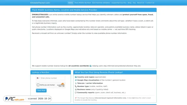 Screenshot di emobiletracker.com