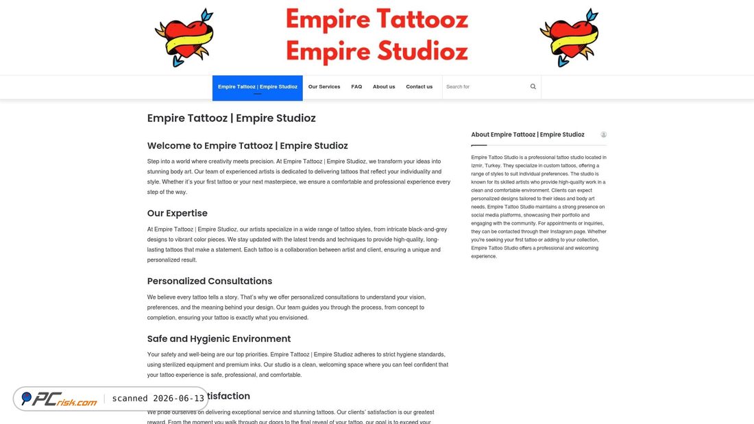 Screenshot di empiretattooz.com