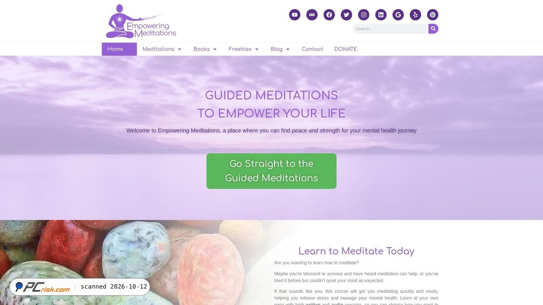 Captura de ecrã de empoweringmeditations.com