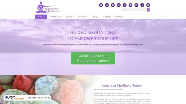 Captura de ecrã de empoweringmeditations.com