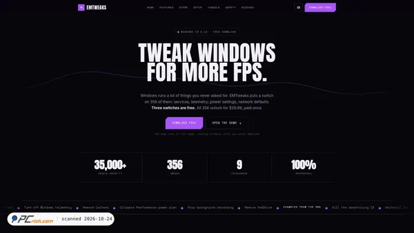 Screenshot di emtweaks.com