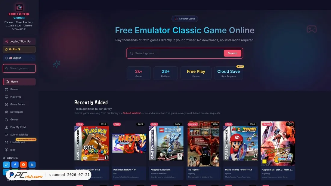 Screenshot of emulatorgamer.com