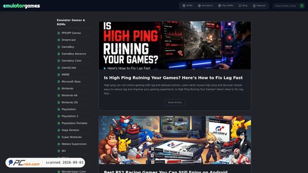 Screenshot di emulatorgamesx.net