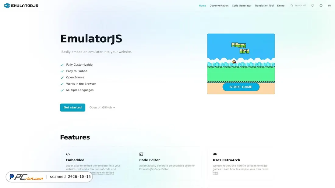 Screenshot of emulatorjs.org