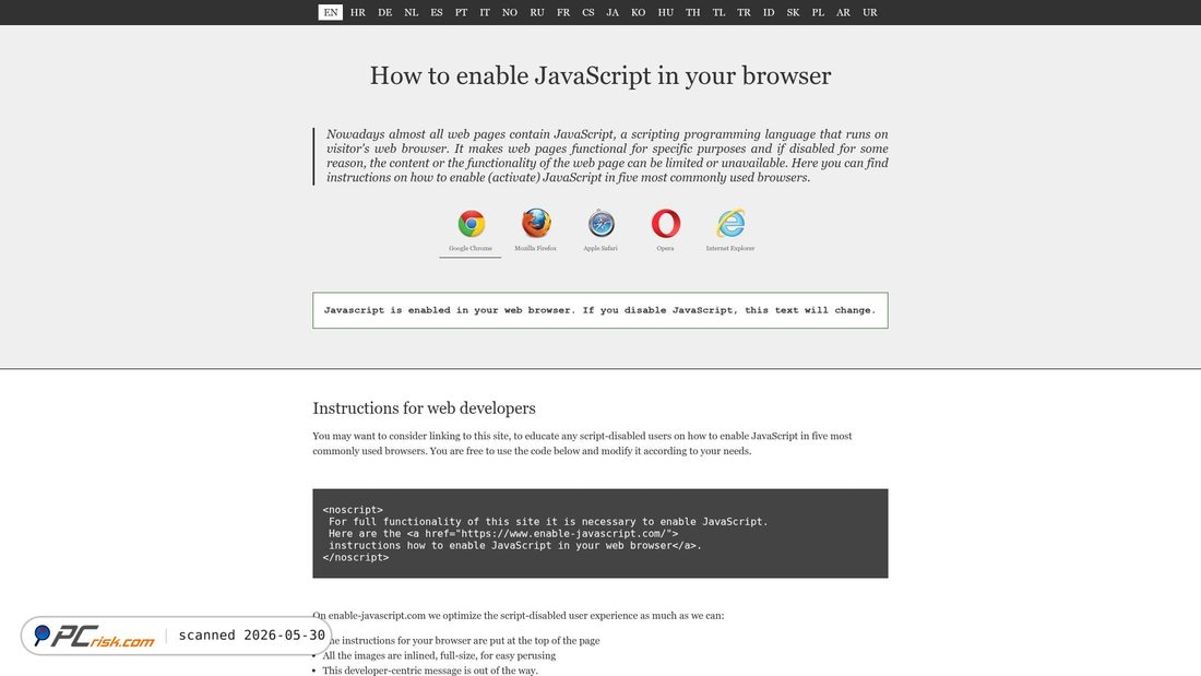Screenshot von enable-javascript.com