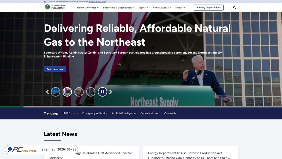 Screenshot of energy.gov