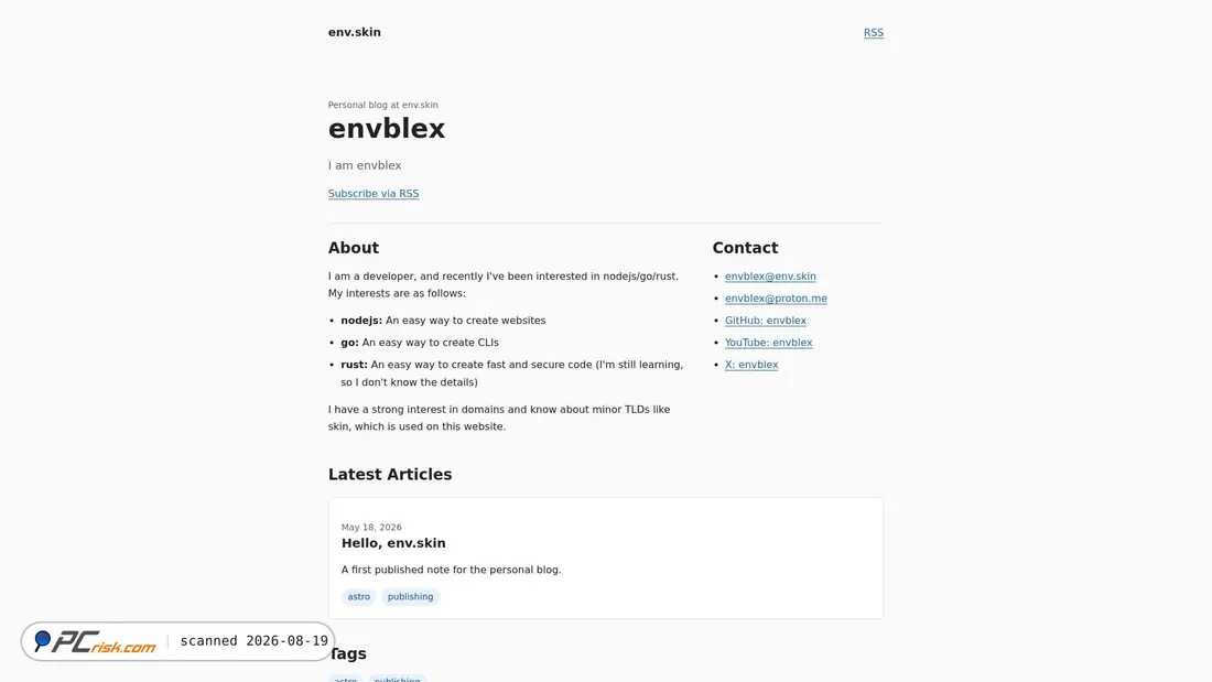 Screenshot of env.skin