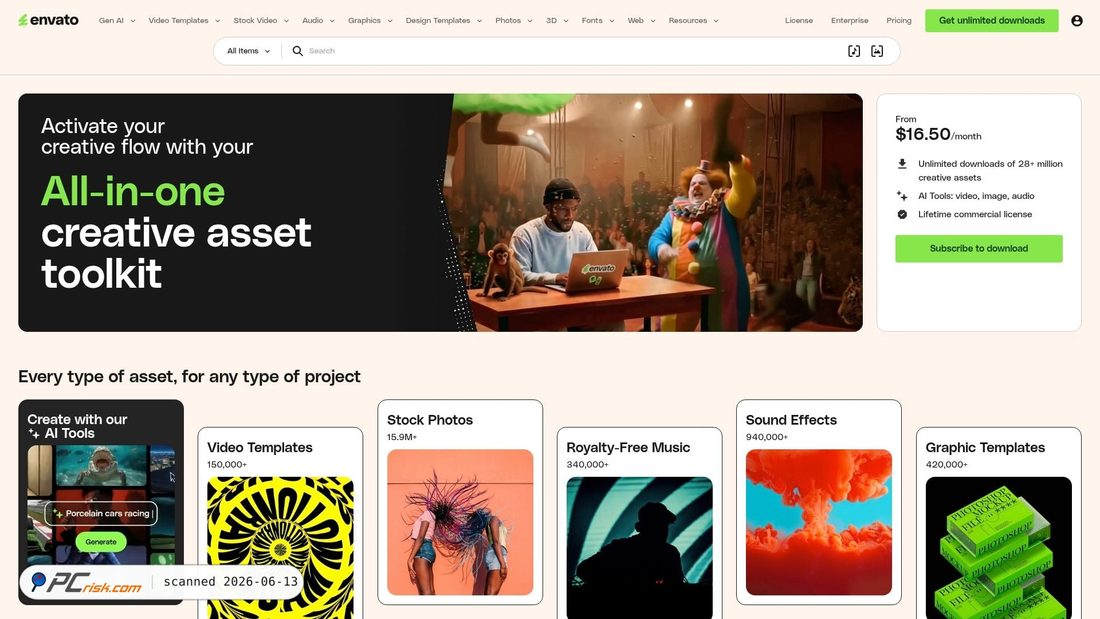 Screenshot of envato.com