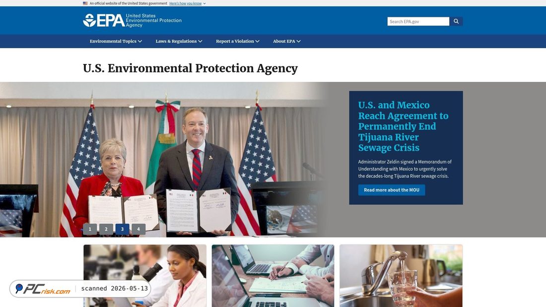 Captura de pantalla de epa.gov