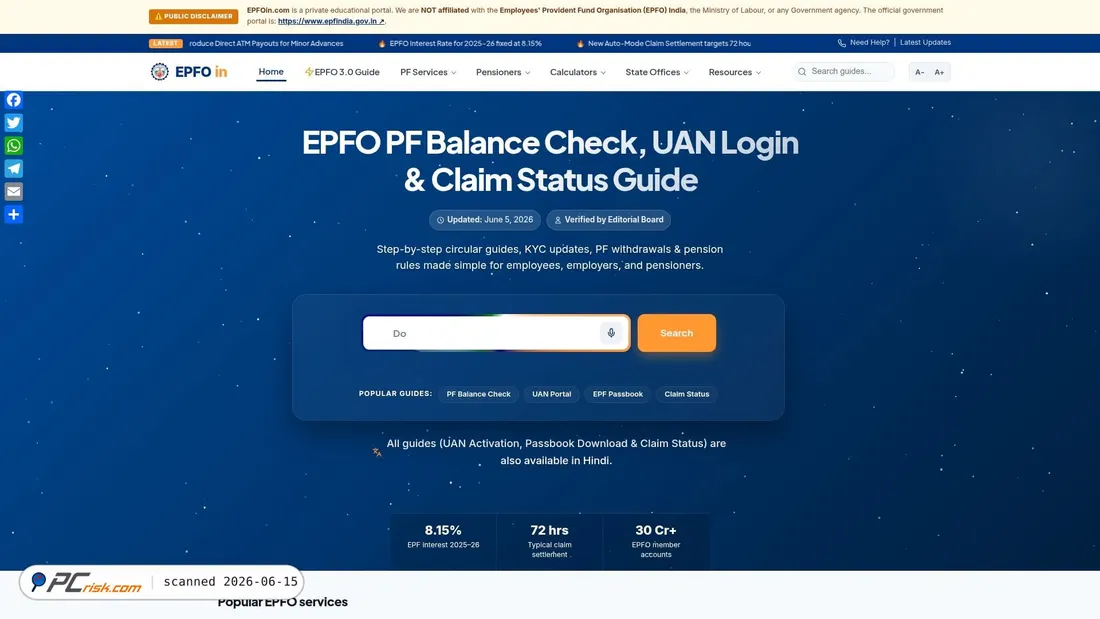 Screenshot di epfoin.com
