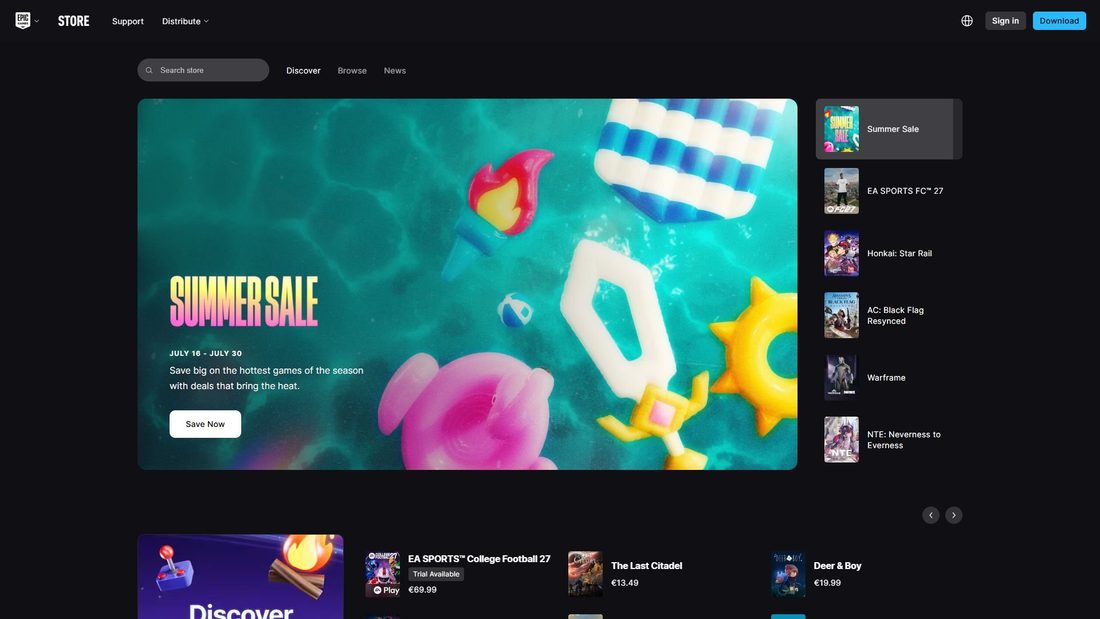 Captura de pantalla de epicgames.com