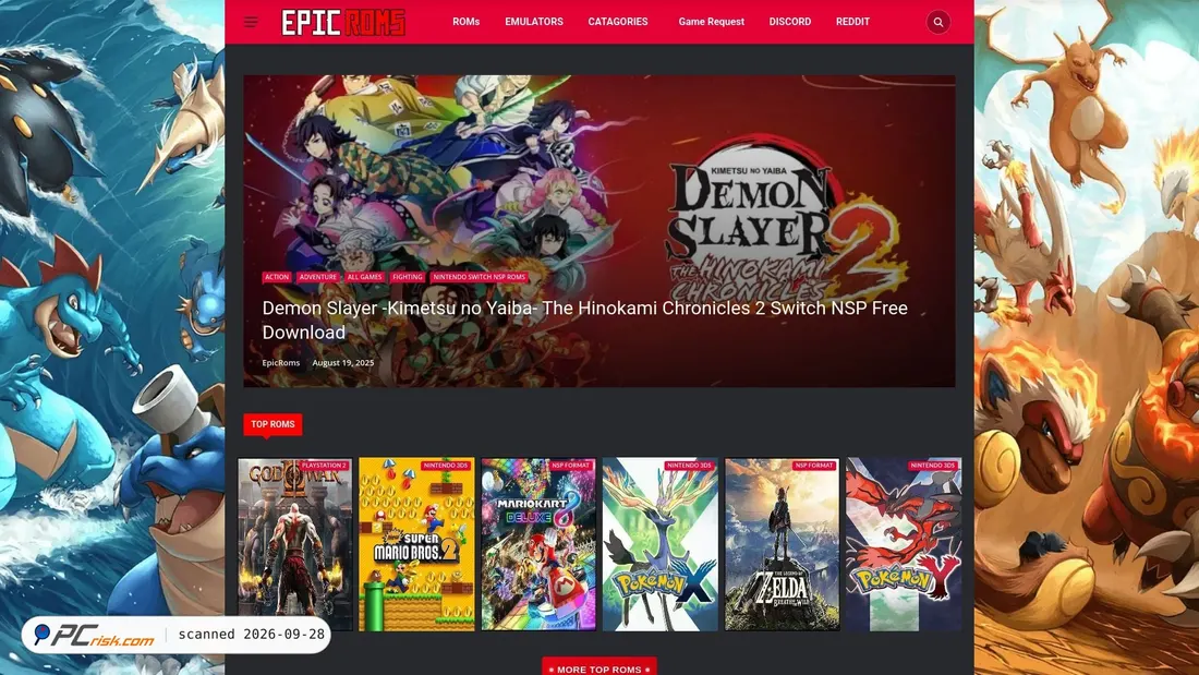 Screenshot of epicroms.net