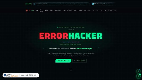 Screenshot van errorhacker.site