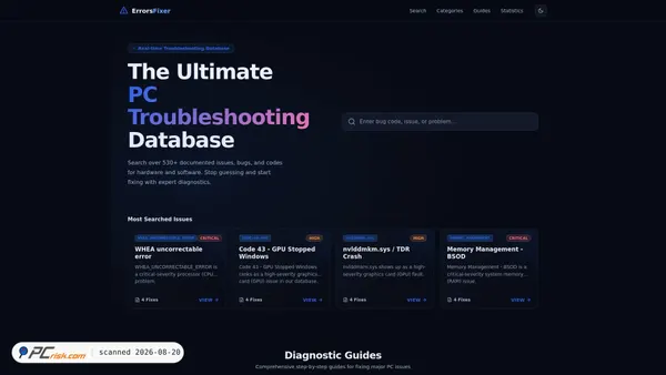 errorsfixer.com screenshot
