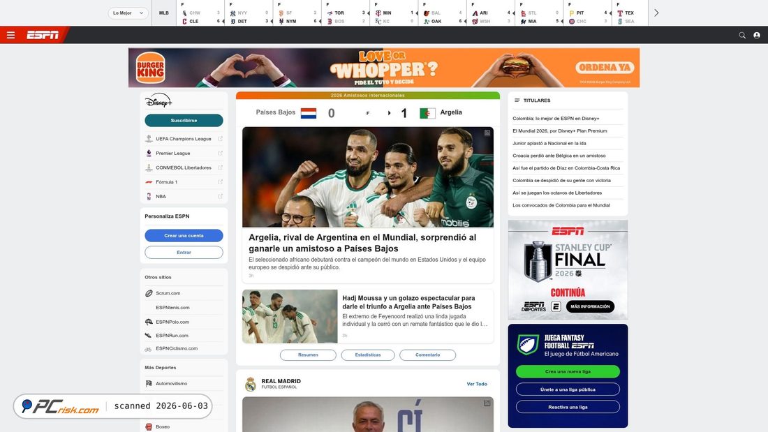 Screenshot of espn.com.ve